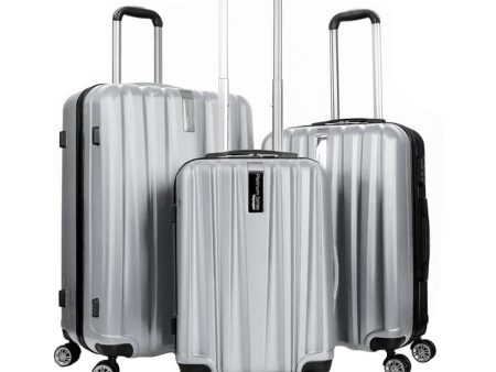 Deco Gear Travel Elite Series - 3 Piece Hardside Spinner Luggage Set (Silver)(20 ,24 ,28 ) For Discount