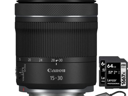 Canon RF 15-30mm f 4.5-6.3 IS STM Lens for RF Mount Cameras + 64GB Dual Bundle Cheap