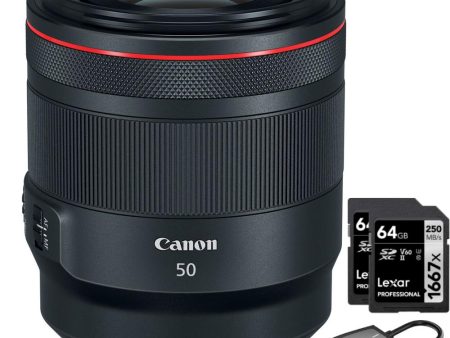 Canon RF 50mm F1.2 L USM Full Frame Lens for RF Mount EOS Cameras + 64GB Dual Bundle Fashion