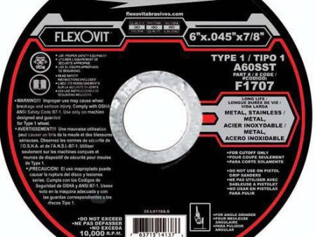 FLEXOVIT # F1707, 6  x .045  x 7 8 , Type 1 Cutoff Wheel Online