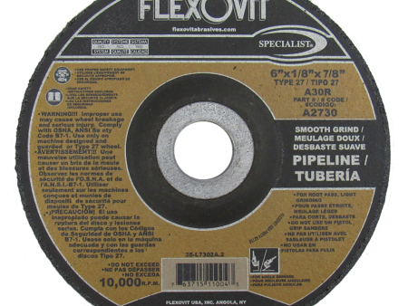 FLEXOVIT # A2730, 6  x 1 8  x 7 8 , Type 27 Cutoff, Notching & Light Grinding Wheel Online Sale