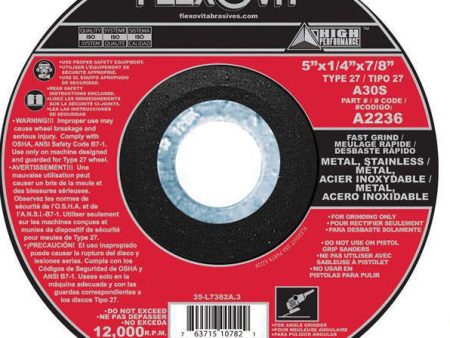 FLEXOVIT # A2236, 5  x 1 4  x 7 8  Type 27 Grinding Wheel Sale